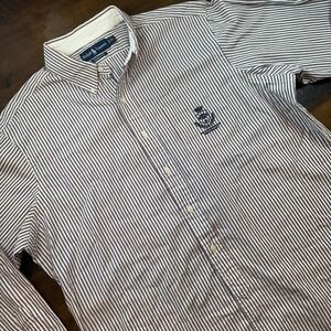 VTG Ralph Lauren Shirt Mens XL Red Stripe Classic Button Down Athletic Club